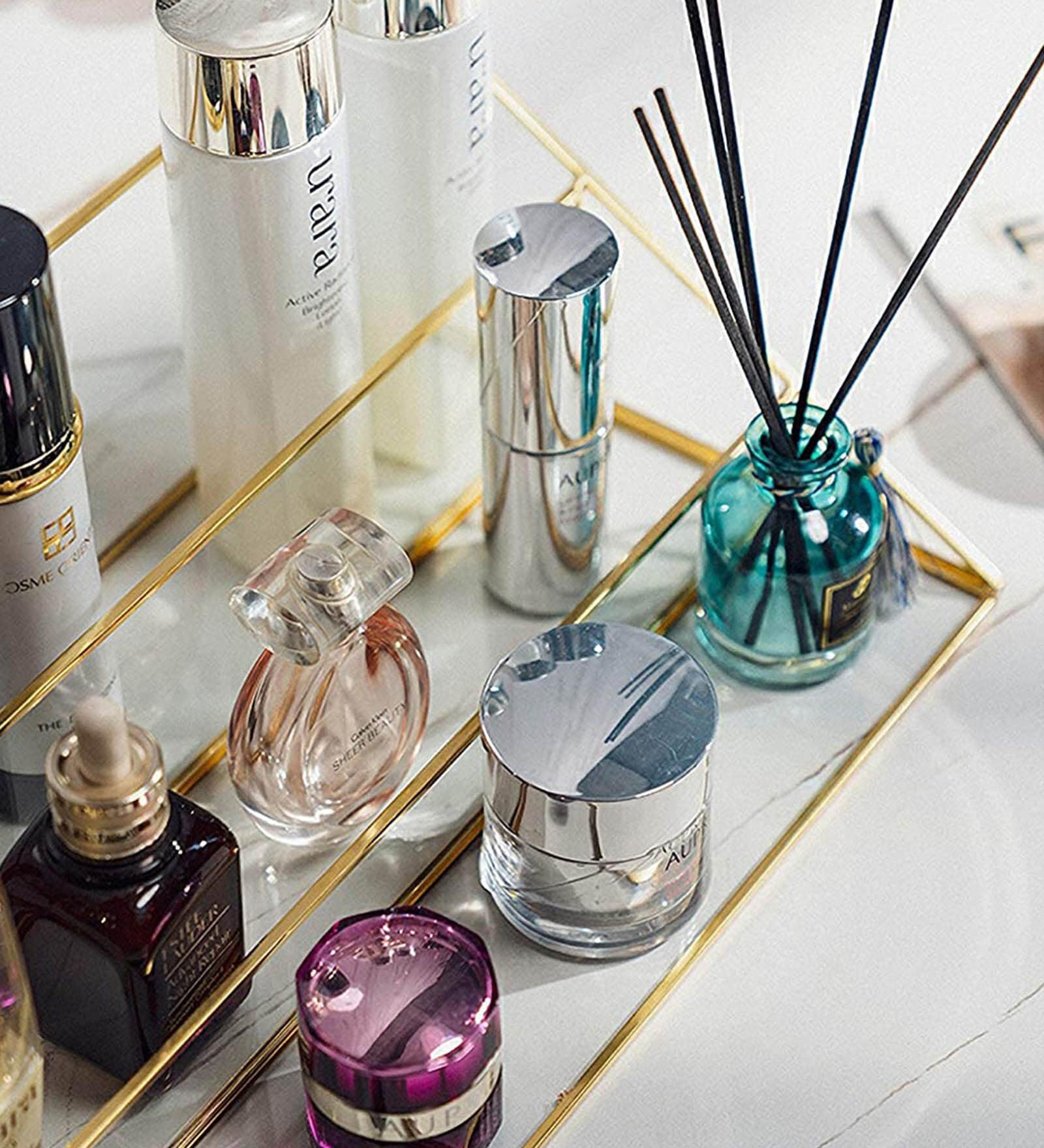 Gold & Metal Storage Make Up Organiser